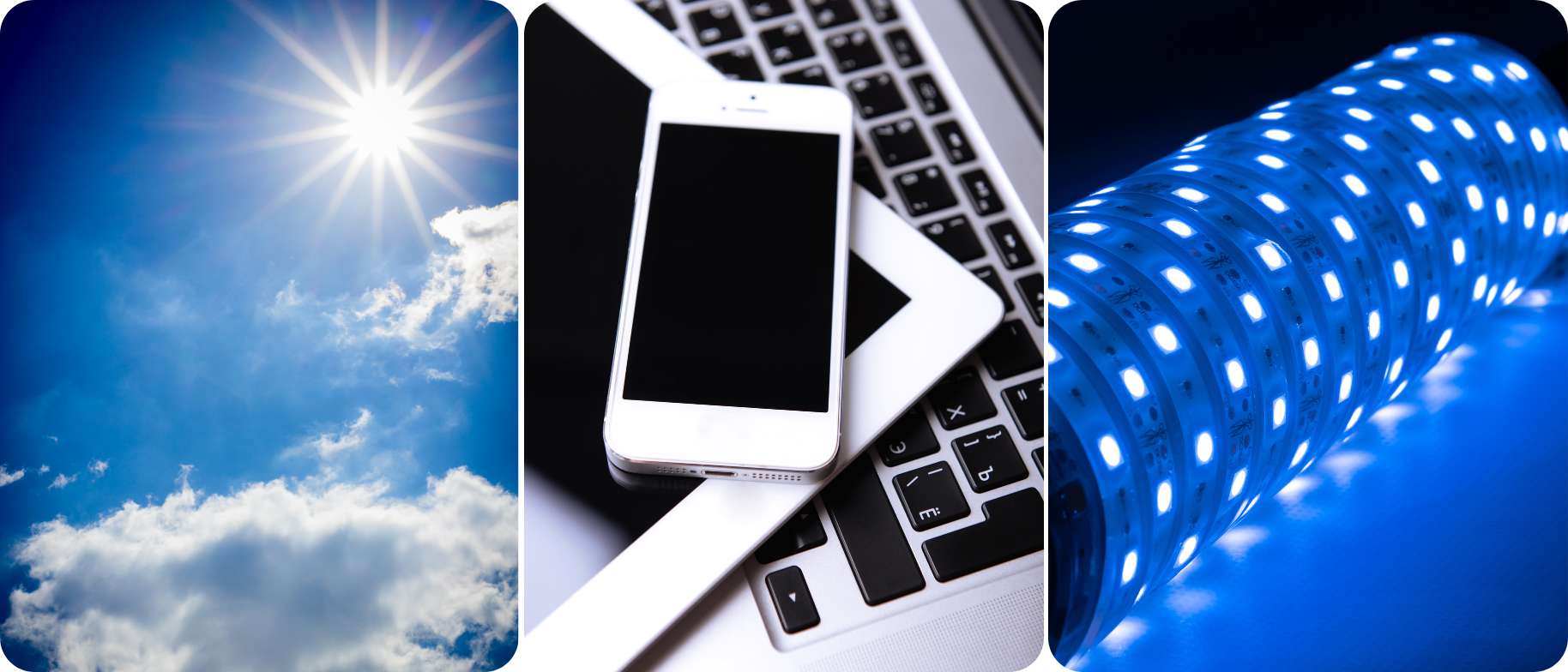 trojfotka modre svetlo